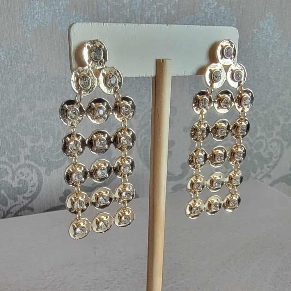 Pyramid Shaped Gold Tone Earrings